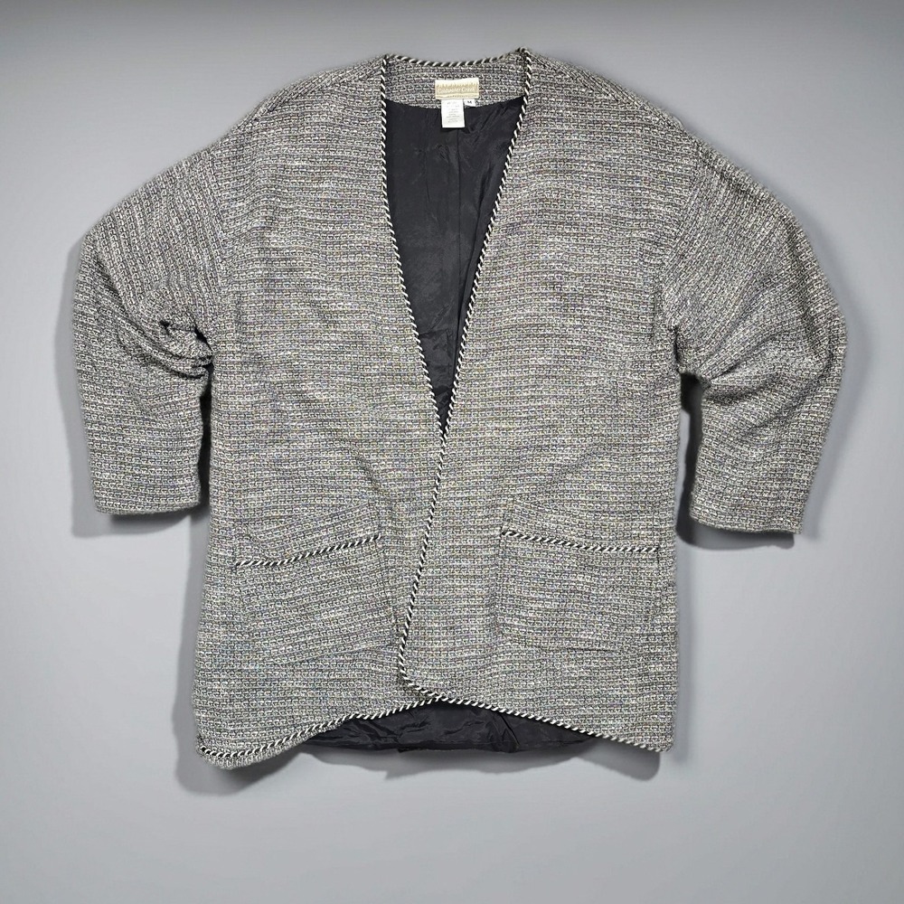 Coldwater Creek VTG‎ Tweed Open Front Jacket Made USA Women's Medium Cardigan